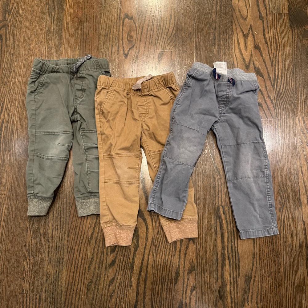 Cat & Jack Toddler Boy‎ Khaki pants Jogger bundle lot 2T Tan Green Grey